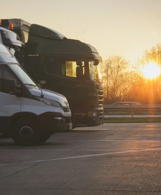 Parked logistics truck for freight transportation and cost-effective operations